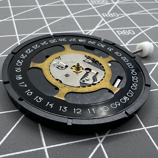ISA 2334 black dial quartz watch movement by ISA, precise replacement for ISA 2334/1035 models.