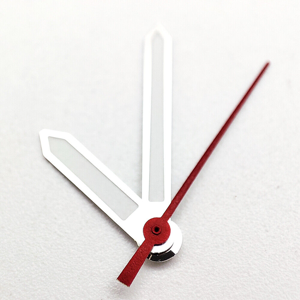 Silver-trimmed green luminous watch hands compatible with NH35A/NH36A/4R36 movements for accurate timekeeping.