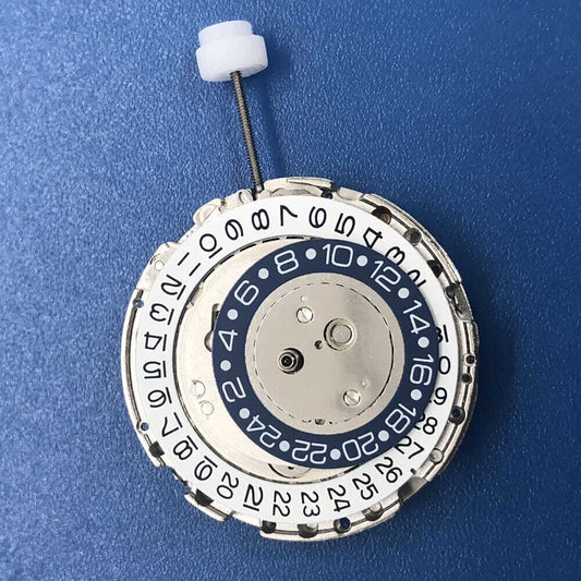 DG2813 silver automatic mechanical watch movement with 24-hour display, ideal for precise timekeeping.