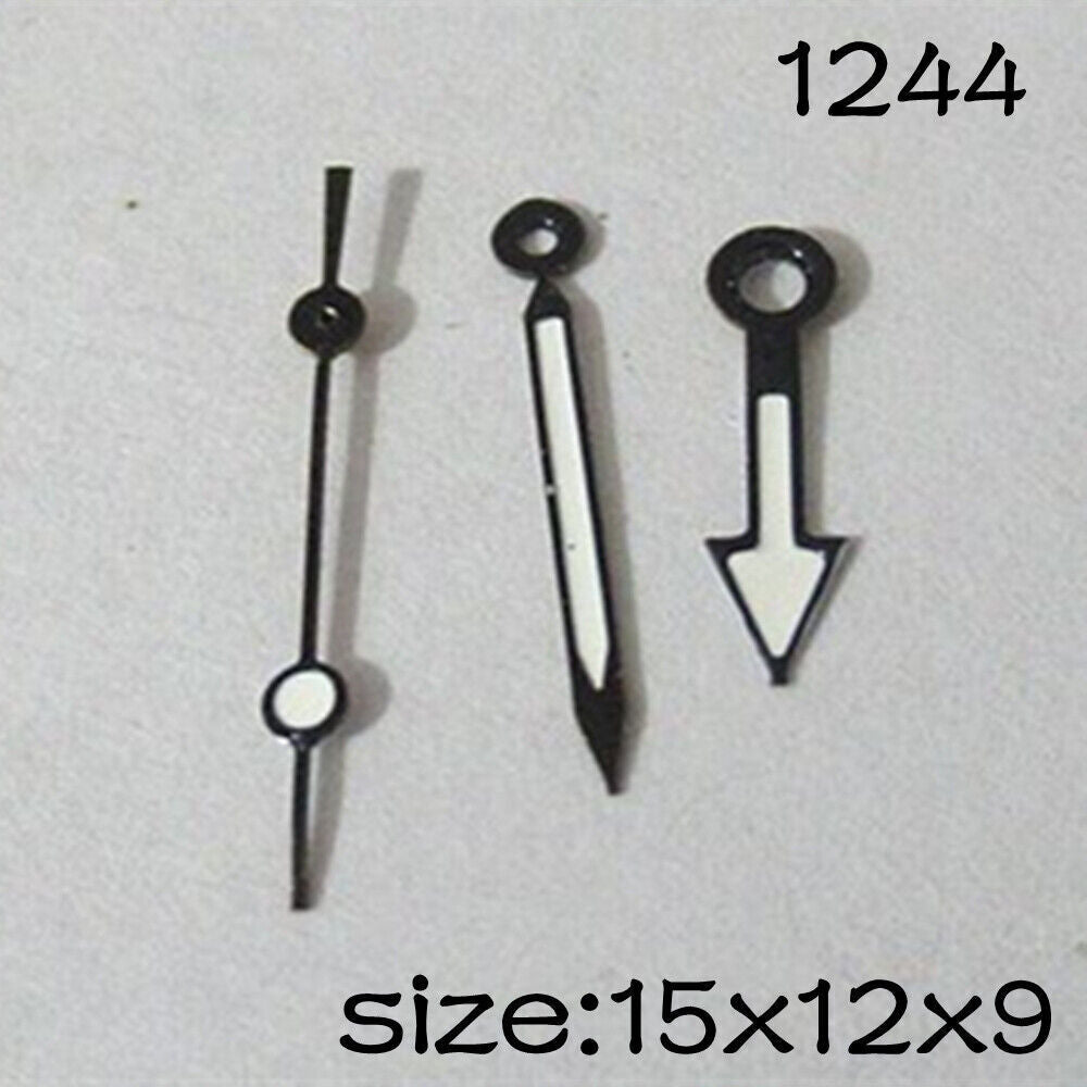 Uhrzeiger, schwarz, 15 mm/12 mm/9 mm Länge, für Miyota 2035 Uhrwerk Nr. 1244