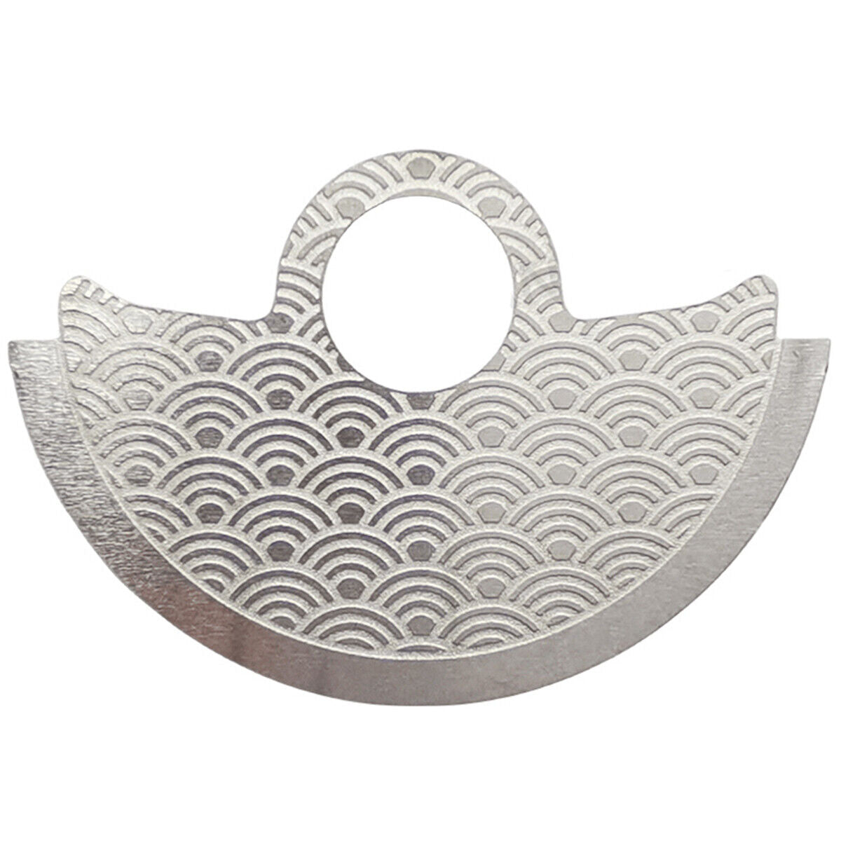 Waved silver metal sheet overlay by Hammer for Miyota 9015 rotor, enhancing watch movement design.