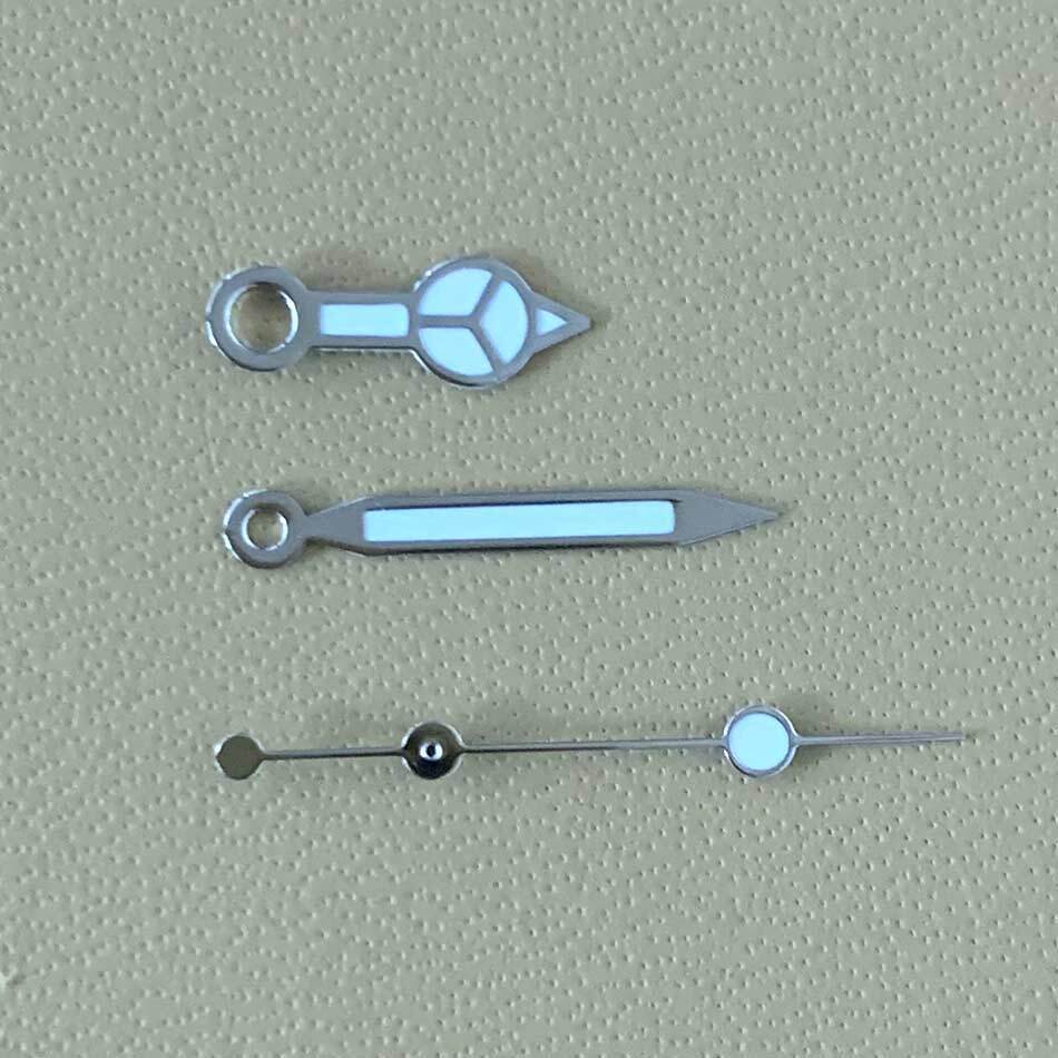 Green luminous watch hands set, compatible with NH35A/NH36A movements, sizes 8/12/12.5mm for precise watch repair.