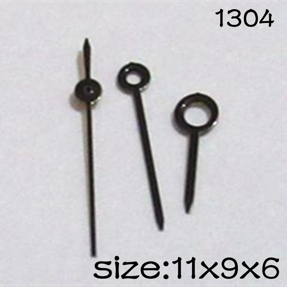 Black NO.1304 watch hands set for Miyota 2035 with 11mm, 9mm, and 6mm sizes.