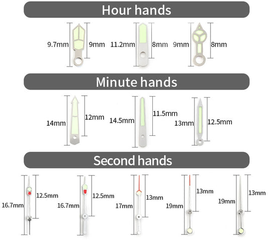Green luminous watch hands set for NH15 NH36 movements, perfect for Seiko SKX007 SKX009 models.