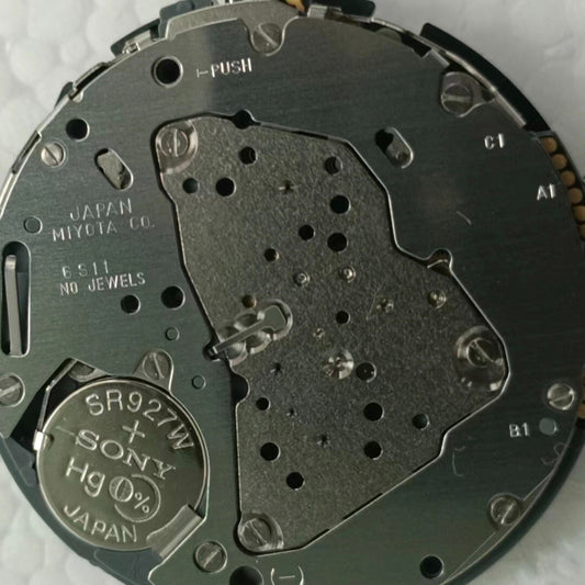 Miyota 6S11 Quartz watch movement showcasing date at 3 with small second subdial at 6, durable 2-hand design
