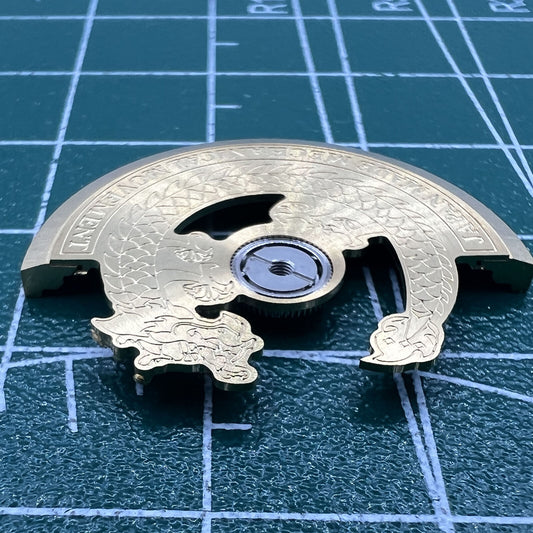 Golden Dragon engraved rotor oscillating weight for NH35 NH36 watch movement, enhancing performance and style.
