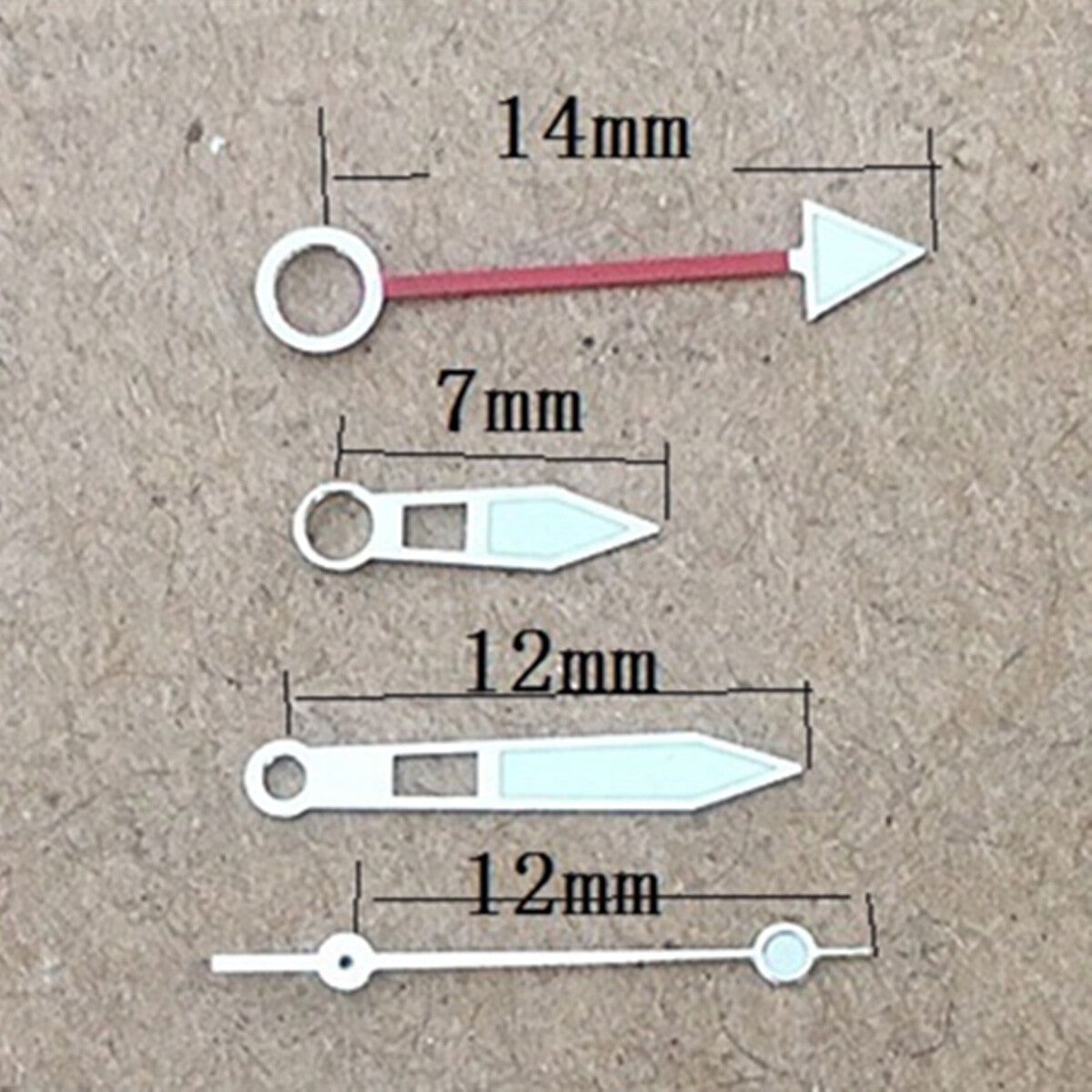 Aiguilles de montre creuses à 4 aiguilles lumineuses vertes avec garniture argentée pour mouvement Miyota 8205