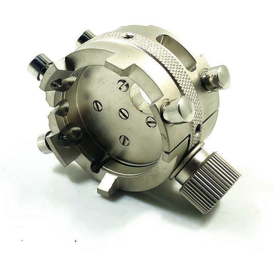 Stainless steel ETA 7750 watch movement holder, secure fit for precise repair by 7750-53 brand.