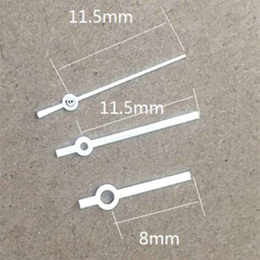 Luminous silver trim watch hands designed for Ronda 785 3 hands quartz movements, enhancing visibility and style.