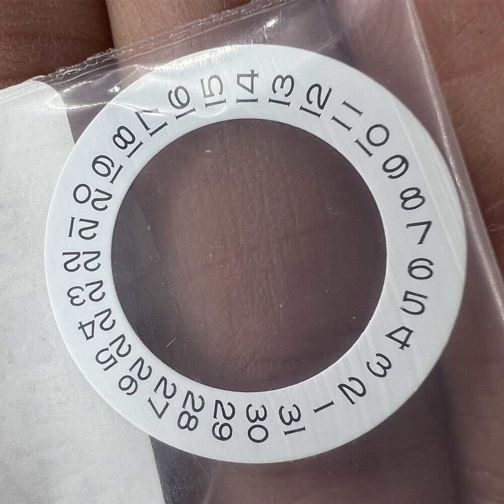 Wide brim white date wheel overlay for ETA 2836 watch movement, date display at 3 o'clock position by Generic.