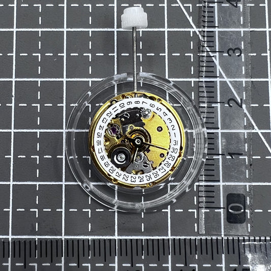 Golden watch movement with date at 3 o'clock, ETA2671 replacement for precision repairs