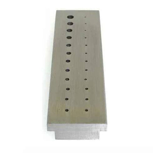 Bergeon 1901 hardened steel riveting stakes set with 24 holes for watch accessory repairs, 0.5-2.2 mm sizes