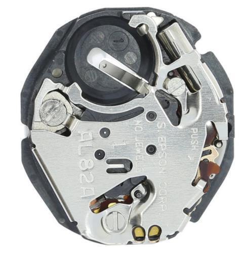 Hattori Epson AL82 quartz watch movement with date display at 3 o'clock, precision Japanese mechanism.