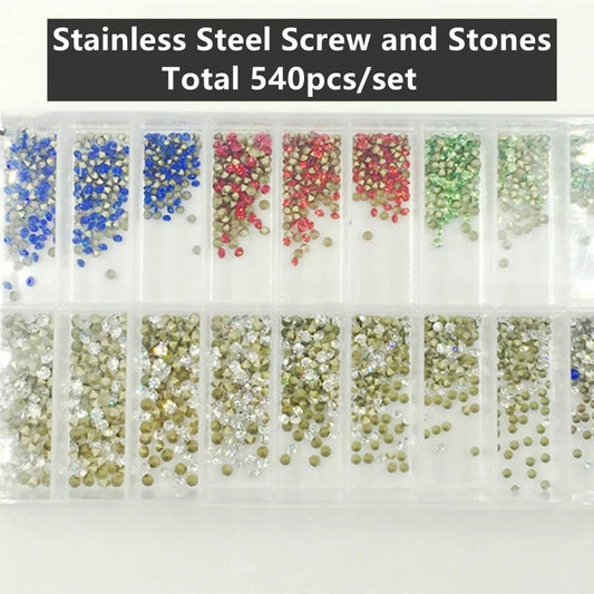 Assortment of stainless steel rhinestone diamond watch parts for repair and customization.