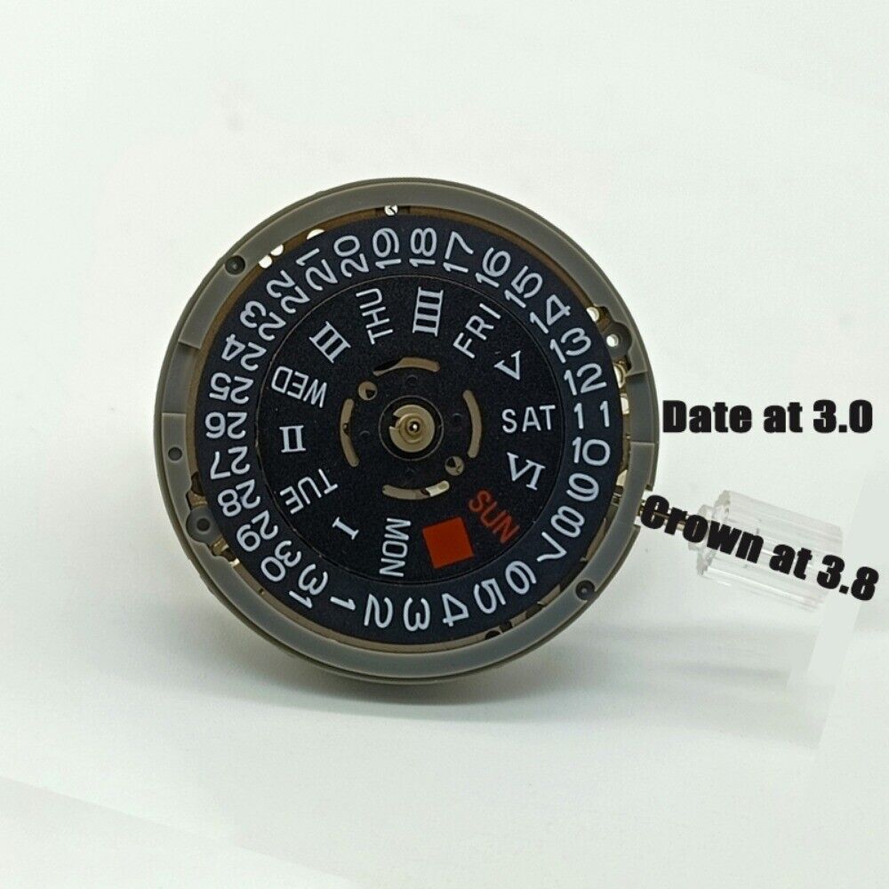 Black NH36 NH36A Roman Wheel Crown At 3.0/3.8 Automatic Mechanical Movement