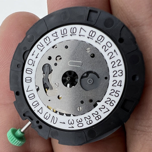Miyota OS20 quartz watch movement with date display, precision made in Japan for watchmakers.