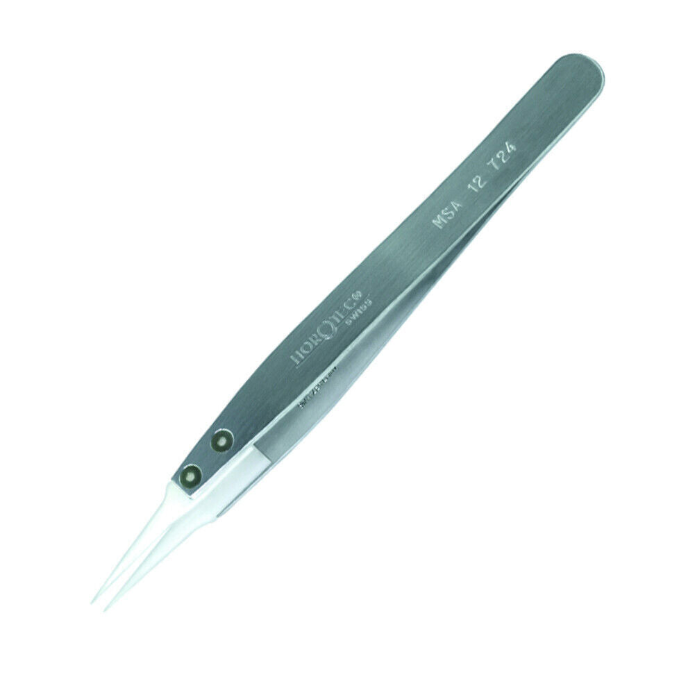 Horotec MSA12.724 Aluminium Tweezer with Very Fine White Delrin® Soft Tips