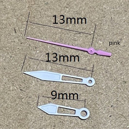 Pink hollow watch hands, 13mm second hand, compatible with Miyota 2315, 2035, 2036 models.