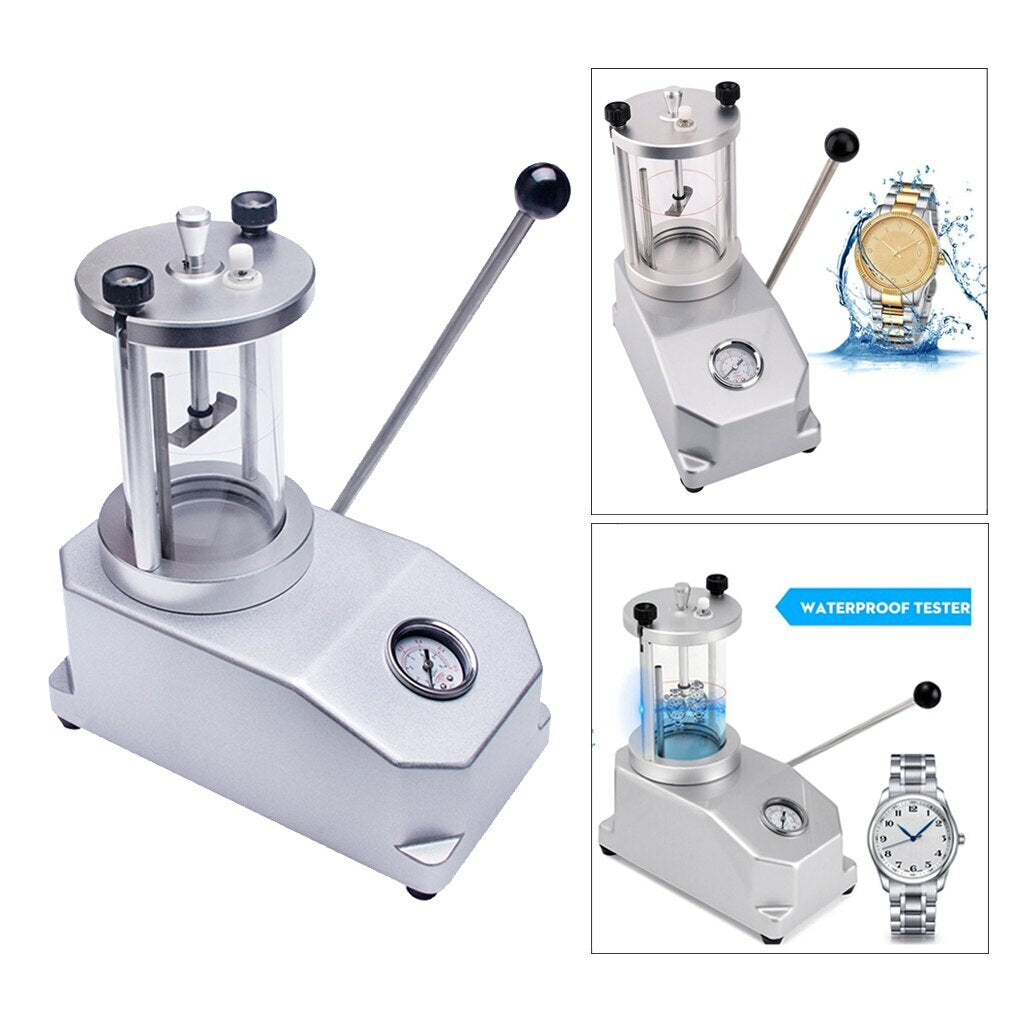 Waterproof 6 ATM aluminum watch tester showing air pressure resistance for new watches