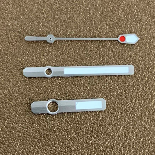 Green luminous three hands set for NH35A/NH36A watch movement by B22, perfect for nighttime visibility.