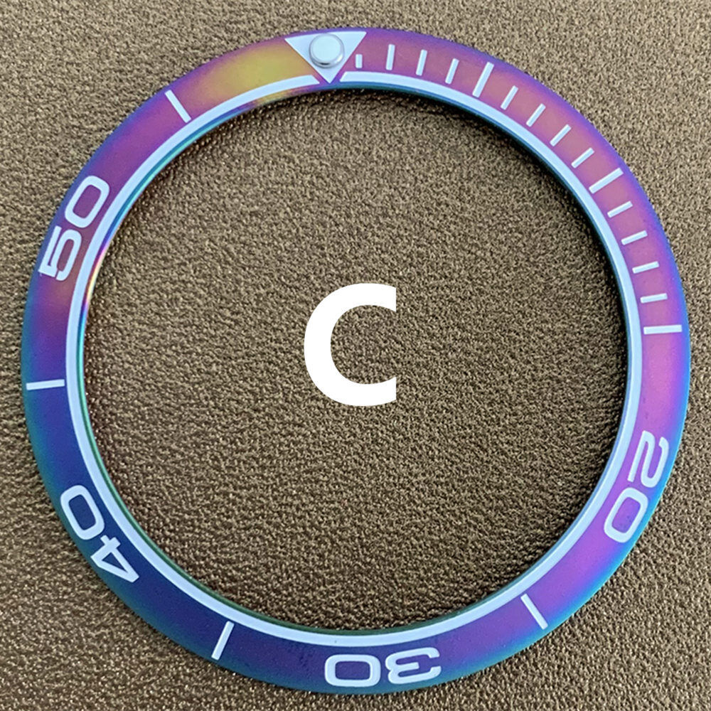 38 mm/30,5 mm matt regenbogenblau goldene Aluminium-Uhrenlünette