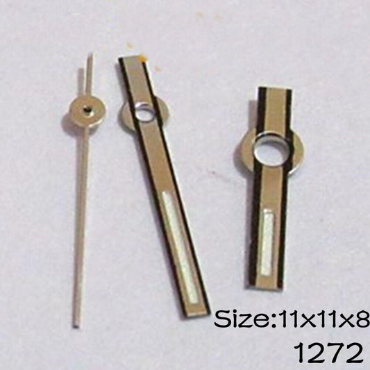 Luminous watch hands set for Miyota 2035, 11mm & 8mm lengths, perfect for custom watch repair.