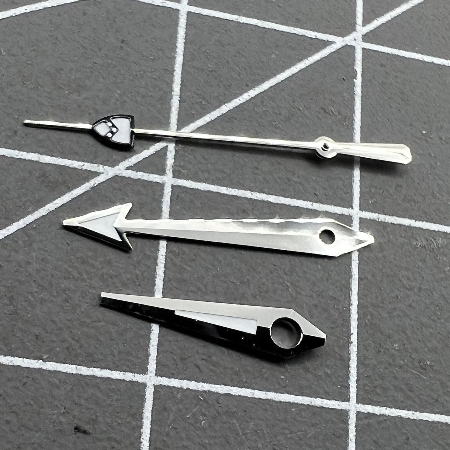 Silver pointed second hand with green lume, designed for NH35/36 watch movements.