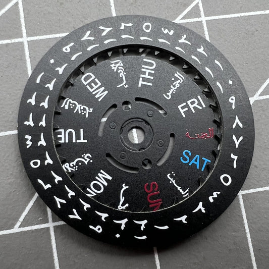 Black Arabic and English font date and week disk wheels for NH36 3/3.8 movement