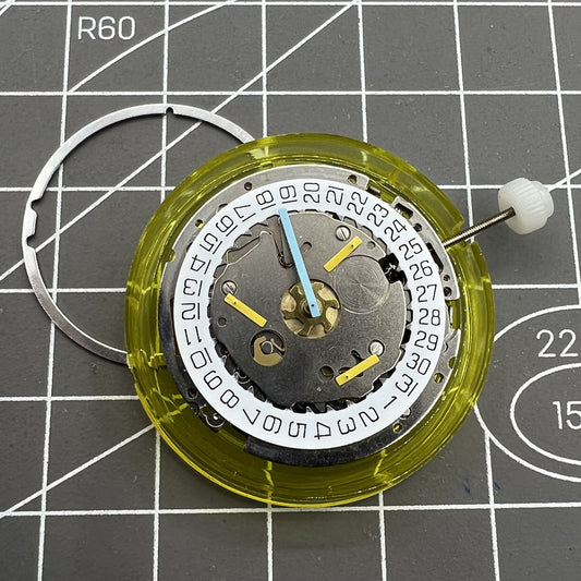 ISA 8161 Quartz Movement silver watch with date at 4, multifunctional 6 hands, Swiss Made design.