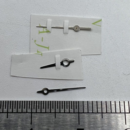 Silver 3 hands set for Ronda 763 quartz watch movement, compatible with 9.5mm, 9mm, and 6mm shafts.