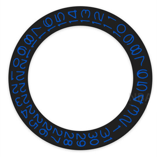 Blue date wheel for Seiko NH35 NH36 watch movement on black background, enhancing dial readability.