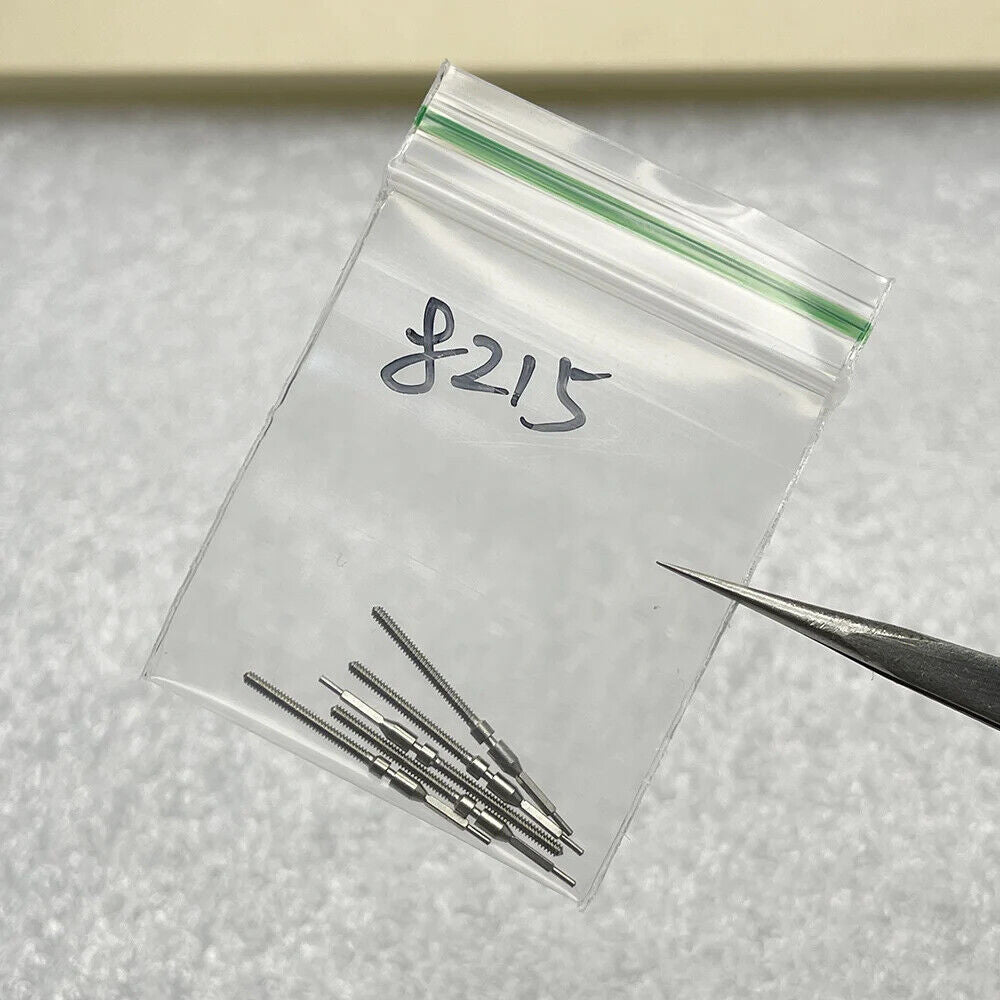 Set of 5 stainless steel winding stems for Citizen 8215 movement, precision Japan-made parts for watch repair.