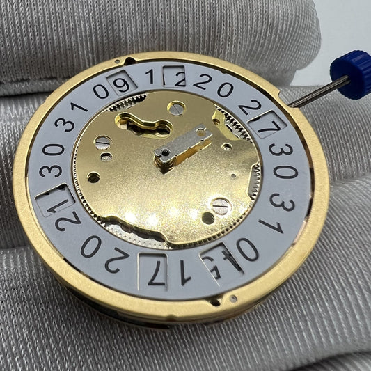 Swiss Ronda 4003B quartz watch movement with date feature at 12, precision Swiss made for accessories.