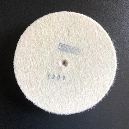 Bergeon 1207 white felt polishing wheels for watch accessories, ideal for professional finishing and cleaning.
