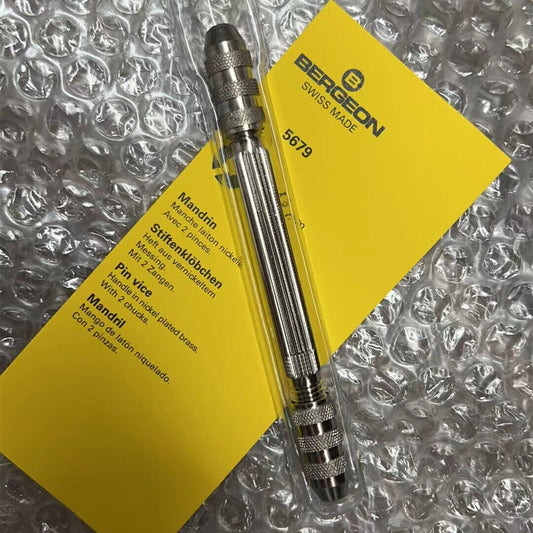 Bergeon 5679 Swiss made pin vice tool for precise watch repair and crafting tasks.