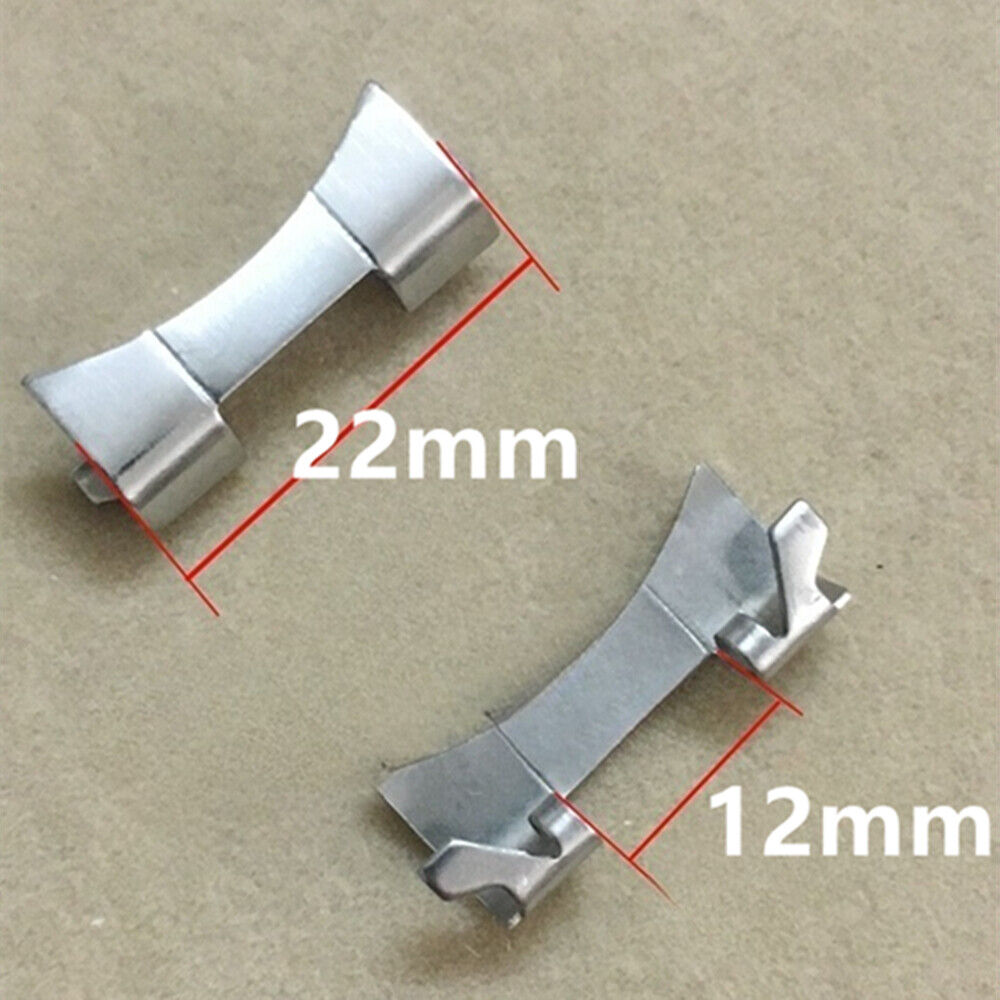 22X12mm Stainless Steel Curved End Links Spring Bars Bracelet Watch Band Strap#2