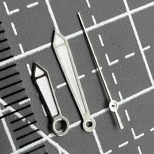 Set of 2 luminous green arrow watch hands for Miyota 2315, 2035, 2036, 2115, 2305 models.