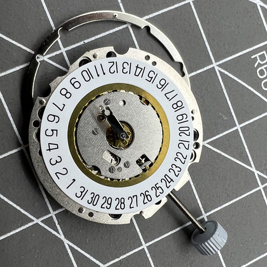 Ronda 705 3-hand quartz watch movement with date at 6 o?clock for precise timekeeping.