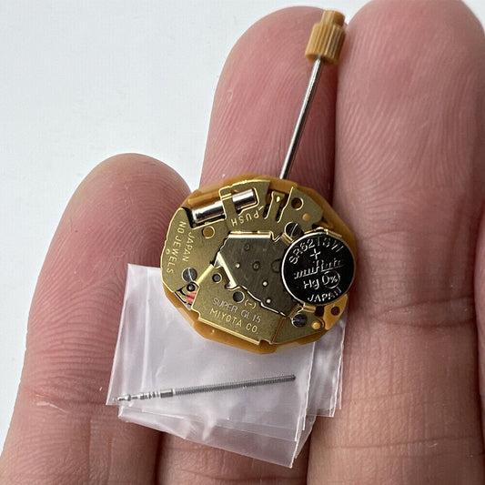 Miyota GL15 Japan quartz watch movement with date display at 6 o'clock, precision engineered.