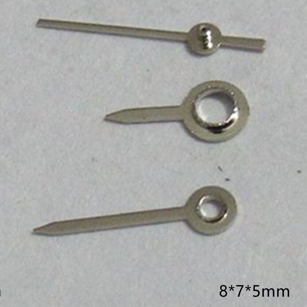 Silver 8x7x5mm watch hands set compatible with Miyota 2035 2115 2105 2305 2315 movements.