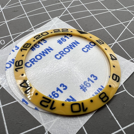38mm Ceramic Slope GMT bezel ring with yellow background and black font for SUB007
