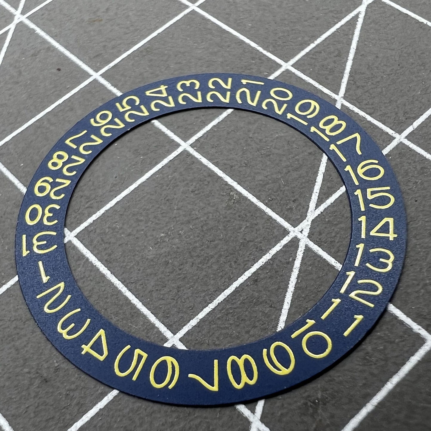 Denim Blue Background Yellow Font Disk Date Wheel for Movement Miyota NH35 NH36
