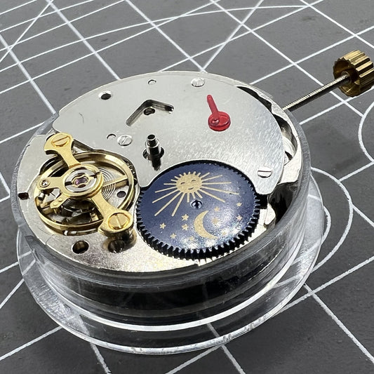 Automatisches mechanisches Uhrwerk Mondphase bei 6 Uhr freier Unruhrad