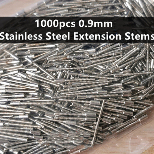 Set of 1000 stainless steel 0.9mm extension stems for watch repair by Watchmaker, precision tools