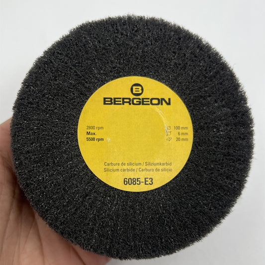 Bergeon 6085-E3 fine abrasive satin finishing wheel for watch metal polishing and finishing.