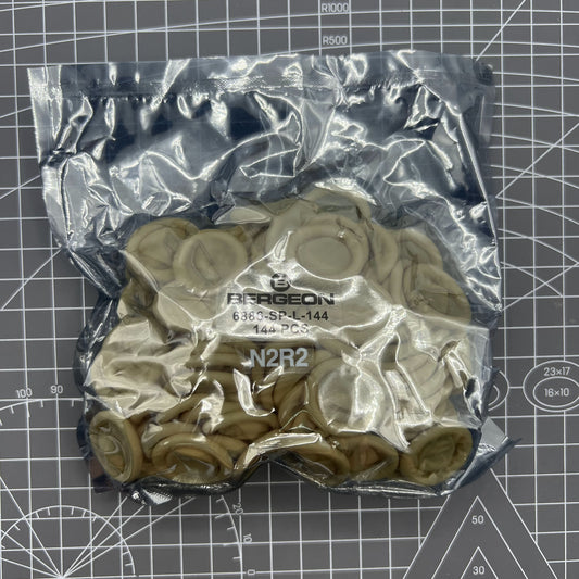 Bergeon 6886-SP-L-144 rubber finger thimbles pack, protective cots for watchmaking precision tasks.