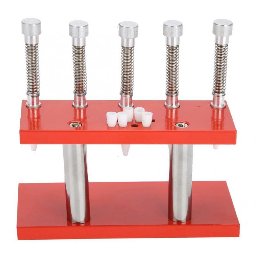Aluminum alloy 3-head watch hand presser for precise fitting and removal of watch hands.