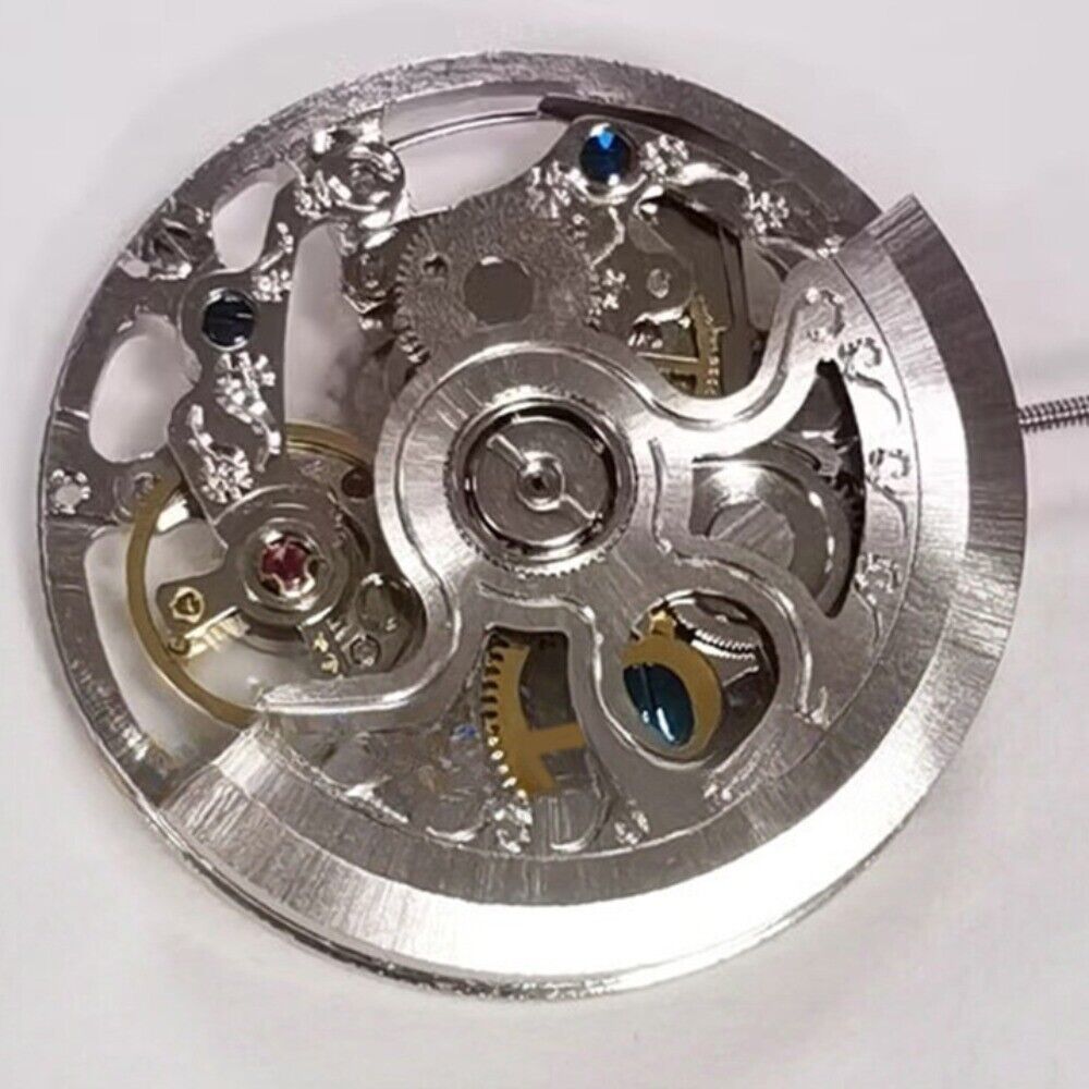 Hangzhou 2189 automatic mechanical watch with hollow silver dial and three hands by China Made.