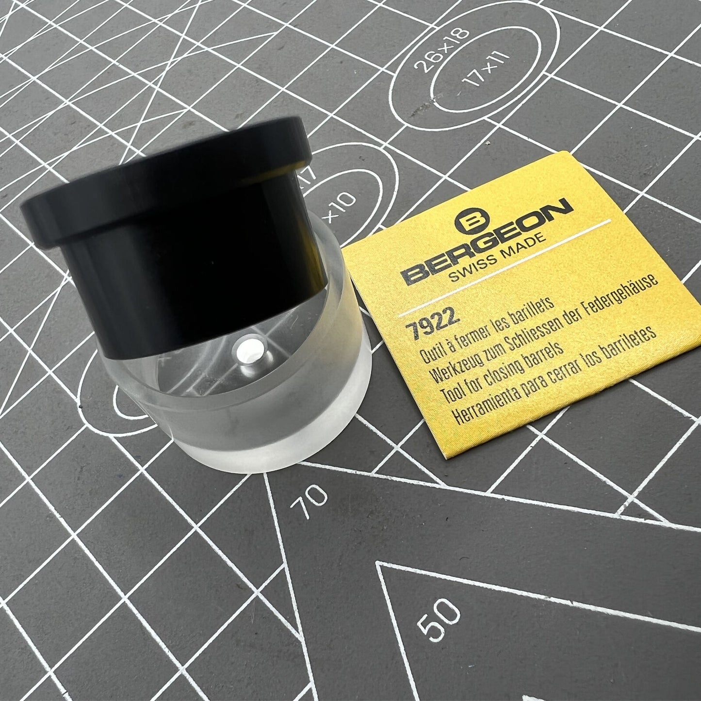 Swiss Bergeon 7922 watch repair tool for precise mainspring cover closing, trusted by professionals.