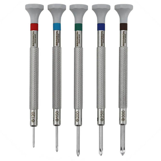 Bergeon 30081-C ergonomic Phillips head screwdriver, sizes 5, precision watch repair tool.
